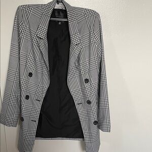 Dynamite Black and White Checkered Blazer